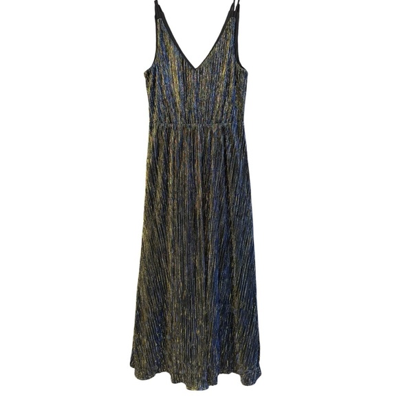 Sam Edelman Metallic Pleated Holiday Dress | Size 4 - Picture 1 of 5